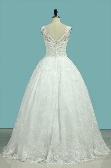 Bradyonlinewholesale Glamorous Jewe Tull Lace Wedding Dress Appliques Sleeveless Beadings Bridal Gowns Online_3