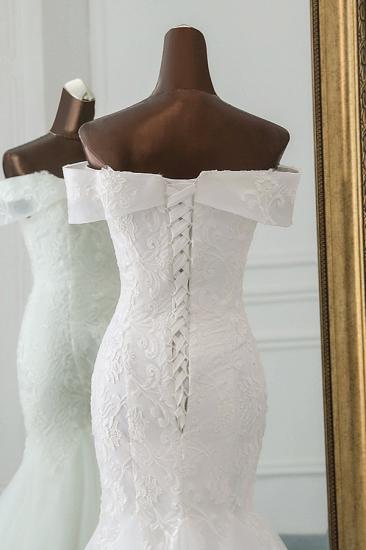 Bradyonlinewholesale Glamorous Tulle Lace Off-the-Shoulder White Mermaid Wedding Dresses Online_6