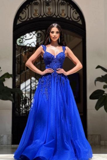 King Blue Long Prom Dresses Cheap | Lace prom dresses