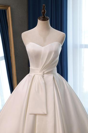 Bradyonlinewholesale Elegant Sweetheart White Satin Wedding Dress A-line Ruffles Bridal Gowns On Sale_3