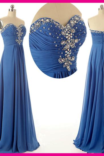 Floor Length Sweetheart Elegant Evening Dresses Crystal Graceful Charming Prom Gowns_2