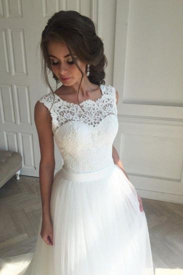 Lace A-line Simple Sleeveless Sash Open-Back Wedding Dresses_2