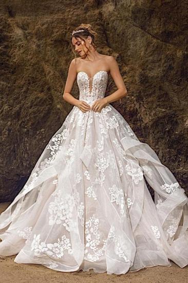 Sweetheart Floral Tulle Wedding Dress Sleeveless Erin Bridal Dress_1