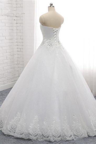Bradyonlinewholesale Affordable S-Line Sweetheart Tulle Rhinestones Wedding Dress Lace Appliques Sleeveless Bridal Gowns Online_4