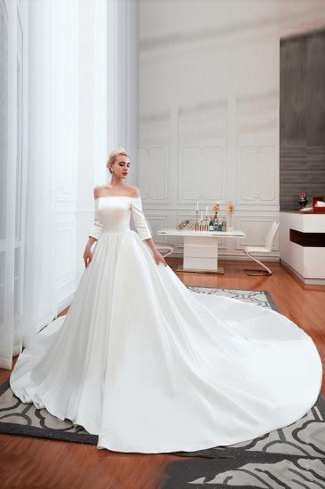 2/3 Long Sleeve Ball Gown White Wedding Dress with Soft Pleats | Simple Luxury Bridal gwons for Winter Wedding_5