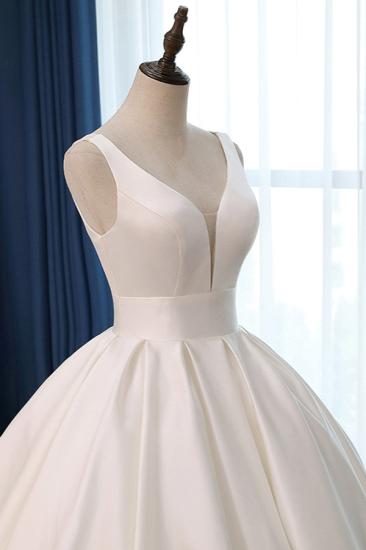 Bradyonlinewholesale Sexy Deep-V-Neck Straps Satin Wedding Dress Ball Gown Ruffles Sleeveless Bridal Gowns Online_5