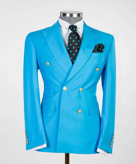 Fashion light blue slim fit two-piece men's suit with pointed collar_2