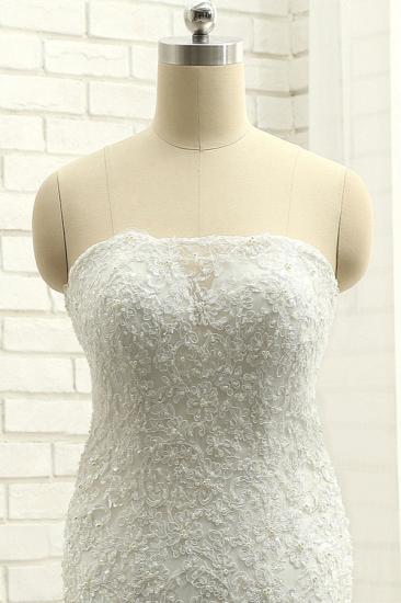 Bradyonlinewholesale Elegant Bateau White Mermaid Wedding Dresses With Appliques Ruffles Lace Bridal Gowns On Sale_4