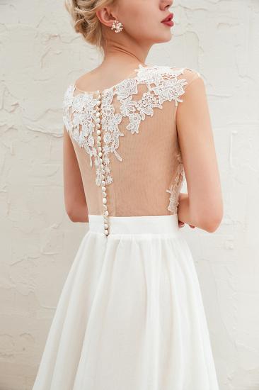 Sexy White High split Cap Sleeve Wedding Dress with see-through Back | Ivory Lace Bridal Gowns for Sale_2