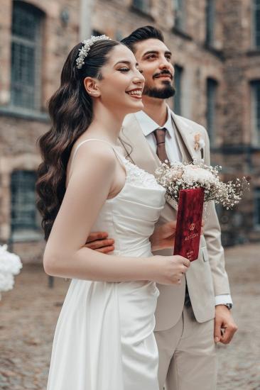 Beautiful Wedding Dress Simple Wedding Dresses A Line Satin_3