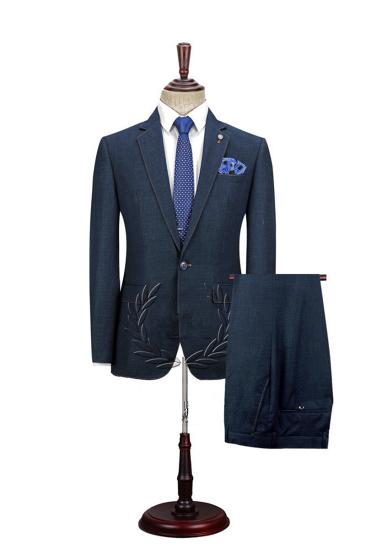 Spencer Dark Navy Fashion Notch Lapel Mens Suit with One Button_5
