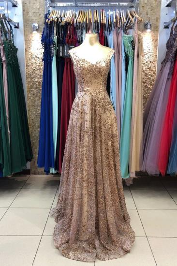 Sparkly Sequins Sweetheart  A-line Evening Prom Dress_5