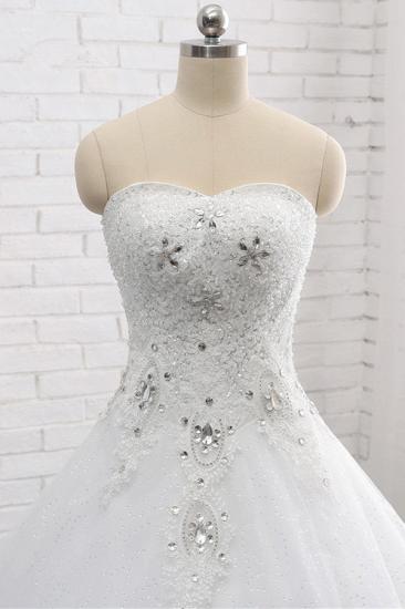 Bradyonlinewholesale Affordable S-Line Sweetheart Tulle Rhinestones Wedding Dress Lace Appliques Sleeveless Bridal Gowns Online_5