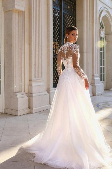 Beautiful Wedding Dresses with Sleeves Tulle Wedding Dresses A Line_2