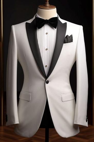 Quinn White Peaked Lapel Close Fitting Prom Suits_1
