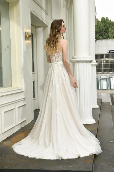 Summer A-Line One Shoulder Tulle Lace Ivory Wedding Dress Online_2