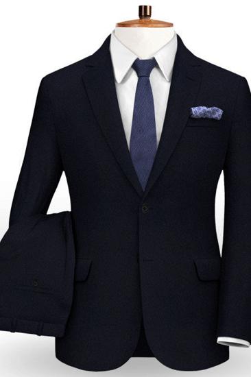 Dark Blue Latest Two Piece Mens Suit | Mens Business Notch Lapel Tuxedo_2