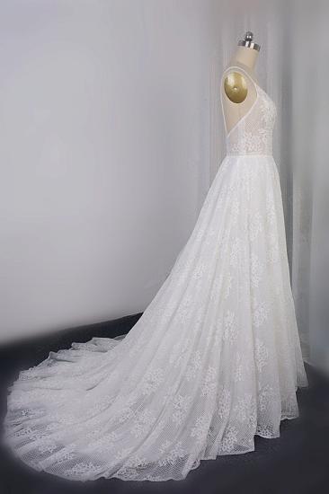 Bradyonlinewholesale Sexy Spaghetti Straps V-neck Lace Tulle Wedding Dress Sleeveless Appliques Backless Bridal Gowns Online_3